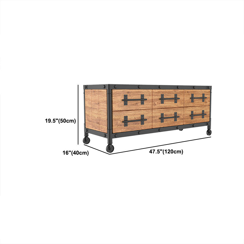 19.69"H TV Stand Industrial Style Solid Wood Brown TV Console with Drawers Clearhalo 'furn' 'furn_tv_stands_entertainment_centers' 'Furniture' 'Living Room Furniture' 'TV Stands & Entertainment Centers' 'TV Stands & Media Storage Furniture' 'tv_stands_entertainment_centers' 5630578
