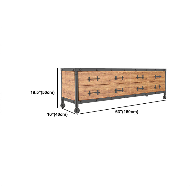 19.69"H TV Stand Industrial Style Solid Wood Brown TV Console with Drawers Clearhalo 'furn' 'furn_tv_stands_entertainment_centers' 'Furniture' 'Living Room Furniture' 'TV Stands & Entertainment Centers' 'TV Stands & Media Storage Furniture' 'tv_stands_entertainment_centers' 5630580