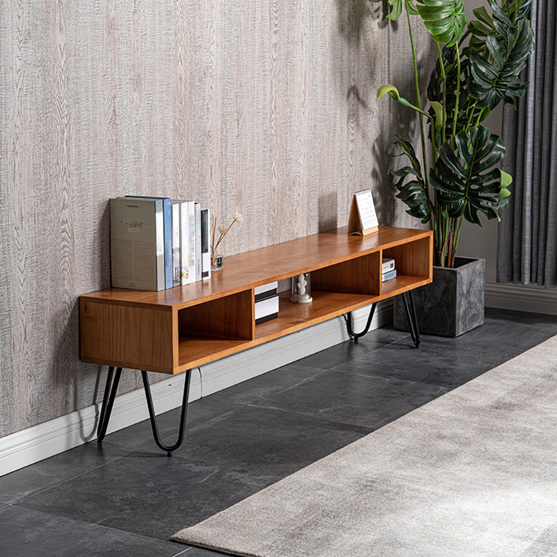 17,72 "H TV Stand Scandinavian Brown Open Storage TV Console per soggiorno