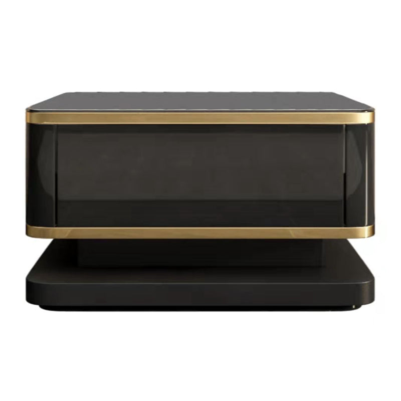 Glass Top Media Console for Living Room Glam Polish Finish TV Media Stand 24"L x 16"W x 16.5"H Black Clearhalo 'furn' 'furn_tv_stands_entertainment_centers' 'Furniture' 'Living Room Furniture' 'TV Stands & Entertainment Centers' 'TV Stands & Media Storage Furniture' 'tv_stands_entertainment_centers' 5630675