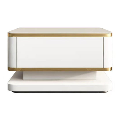 Glass Top Media Console for Living Room Glam Polish Finish TV Media Stand 24"L x 16"W x 16.5"H White Clearhalo 'furn' 'furn_tv_stands_entertainment_centers' 'Furniture' 'Living Room Furniture' 'TV Stands & Entertainment Centers' 'TV Stands & Media Storage Furniture' 'tv_stands_entertainment_centers' 5630680