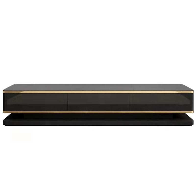 Glass Top Media Console for Living Room Glam Polish Finish TV Media Stand 79"L x 16"W x 16.5"H Black Clearhalo 'furn' 'furn_tv_stands_entertainment_centers' 'Furniture' 'Living Room Furniture' 'TV Stands & Entertainment Centers' 'TV Stands & Media Storage Furniture' 'tv_stands_entertainment_centers' 5630683