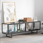 Rectangle Enclosed TV Storage Industrial TV Cabinet with Glass Doors 79"L x 16"W x 22"H Black Clearhalo 'furn' 'furn_tv_stands_entertainment_centers' 'Furniture' 'Living Room Furniture' 'TV Stands & Entertainment Centers' 'TV Stands & Media Storage Furniture' 'tv_stands_entertainment_centers' 5630783
