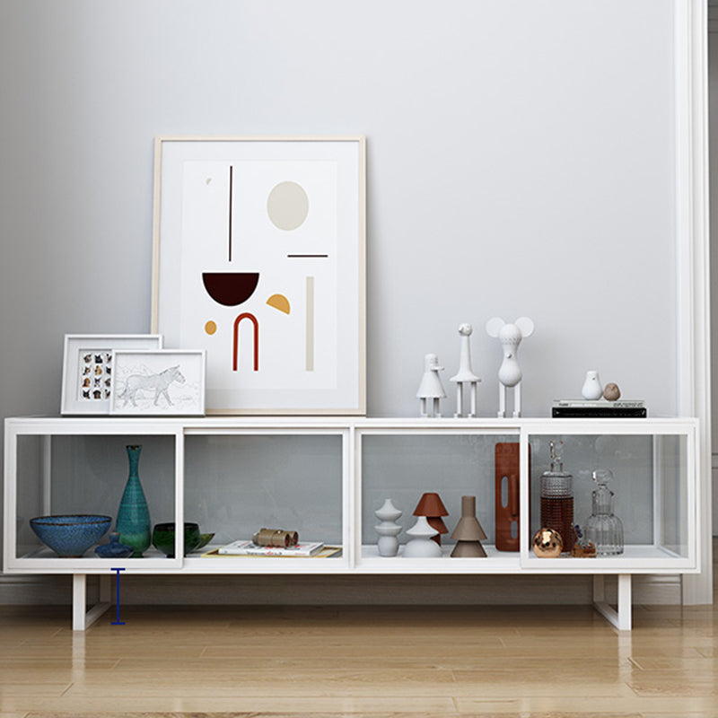 Rectangle Enclosed TV Storage Industrial TV Cabinet with Glass Doors 71"L x 16"W x 22"H White Clearhalo 'furn' 'furn_tv_stands_entertainment_centers' 'Furniture' 'Living Room Furniture' 'TV Stands & Entertainment Centers' 'TV Stands & Media Storage Furniture' 'tv_stands_entertainment_centers' 5630789