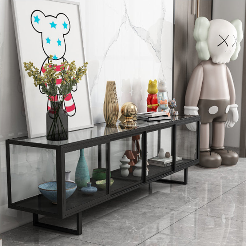 Rectangle Enclosed TV Storage Industrial TV Cabinet with Glass Doors Clearhalo 'furn' 'furn_tv_stands_entertainment_centers' 'Furniture' 'Living Room Furniture' 'TV Stands & Entertainment Centers' 'TV Stands & Media Storage Furniture' 'tv_stands_entertainment_centers' 5630791