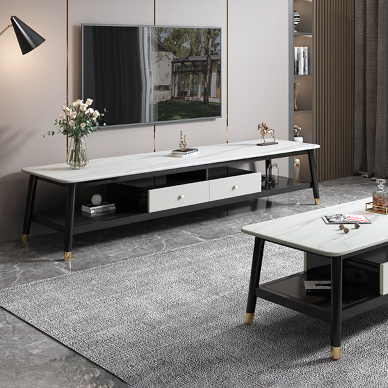 18.11"H TV Stand Contemporary Style Solid Wood TV Console with 2 Drawers Clearhalo 'furn' 'furn_tv_stands_entertainment_centers' 'Furniture' 'Living Room Furniture' 'TV Stands & Entertainment Centers' 'TV Stands & Media Storage Furniture' 'tv_stands_entertainment_centers' 5630810