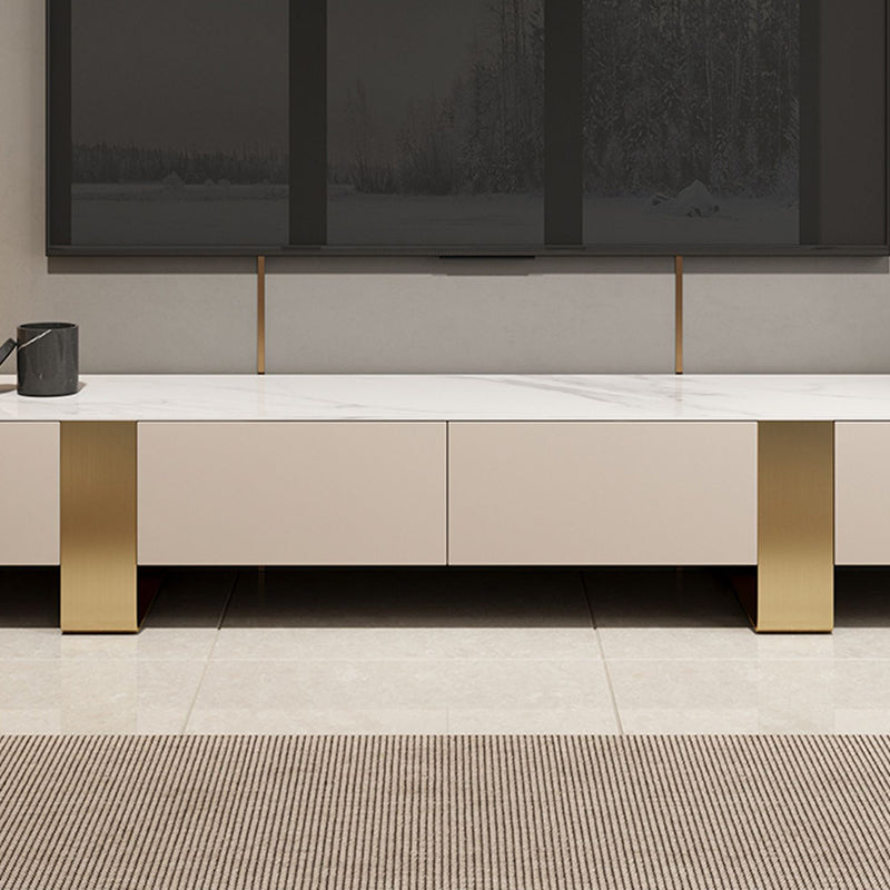 Marmeren 16 "H tv -standaard voor tv's tot 16" d, tv -console met opslag - zwart / goud