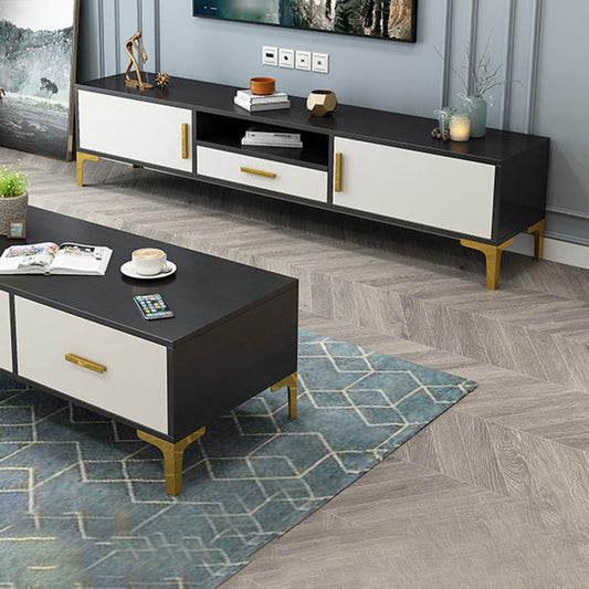 1 cassetto TV contemporaneo TV in finto legno TV con 2 porte