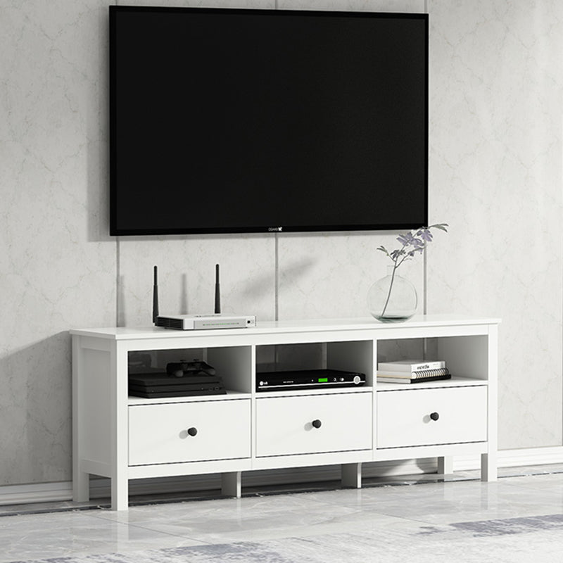 White Contemporary TV Stand Faux Wood TV Cabinet with Drawers 59"L x 12"W x 22"H Clearhalo 'furn' 'furn_tv_stands_entertainment_centers' 'Furniture' 'Living Room Furniture' 'TV Stands & Entertainment Centers' 'TV Stands & Media Storage Furniture' 'tv_stands_entertainment_centers' 5630925