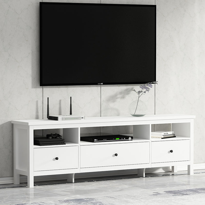 White Contemporary TV Stand Faux Wood TV Cabinet with Drawers 71"L x 12"W x 22"H Clearhalo 'furn' 'furn_tv_stands_entertainment_centers' 'Furniture' 'Living Room Furniture' 'TV Stands & Entertainment Centers' 'TV Stands & Media Storage Furniture' 'tv_stands_entertainment_centers' 5630926