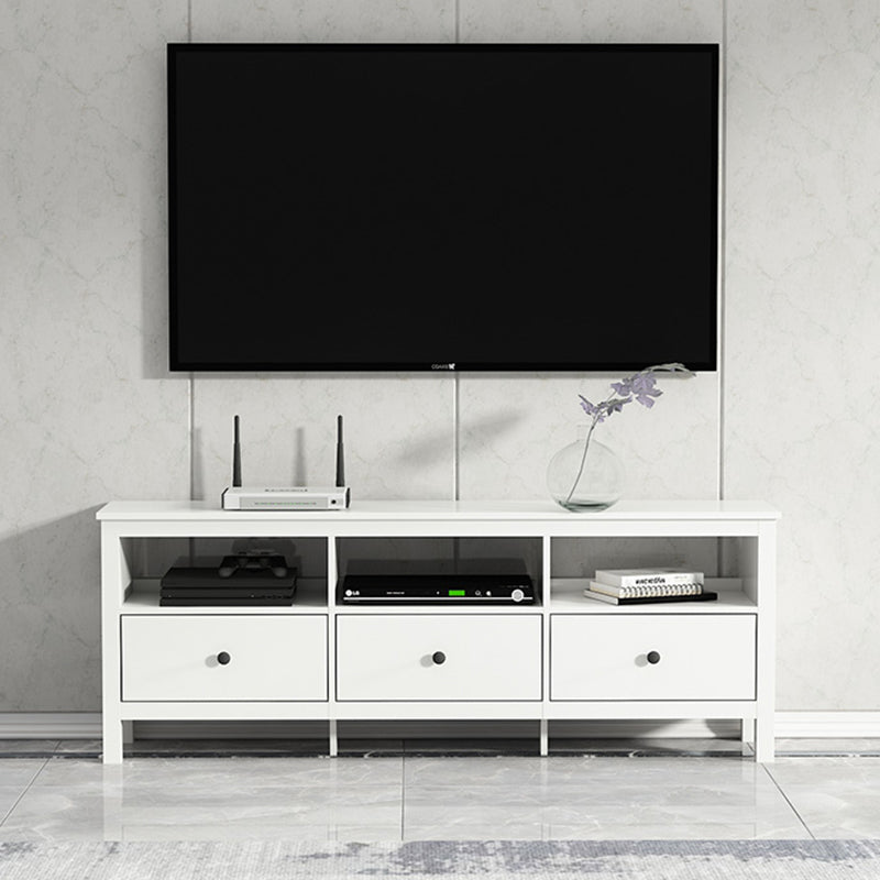 White Contemporary TV Stand Faux Wood TV Cabinet with Drawers 59"L x 16"W x 22"H Clearhalo 'furn' 'furn_tv_stands_entertainment_centers' 'Furniture' 'Living Room Furniture' 'TV Stands & Entertainment Centers' 'TV Stands & Media Storage Furniture' 'tv_stands_entertainment_centers' 5630929