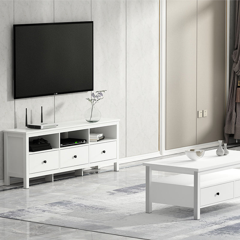 White Contemporary TV Stand Faux Wood TV Cabinet with Drawers Clearhalo 'furn' 'furn_tv_stands_entertainment_centers' 'Furniture' 'Living Room Furniture' 'TV Stands & Entertainment Centers' 'TV Stands & Media Storage Furniture' 'tv_stands_entertainment_centers' 5630930