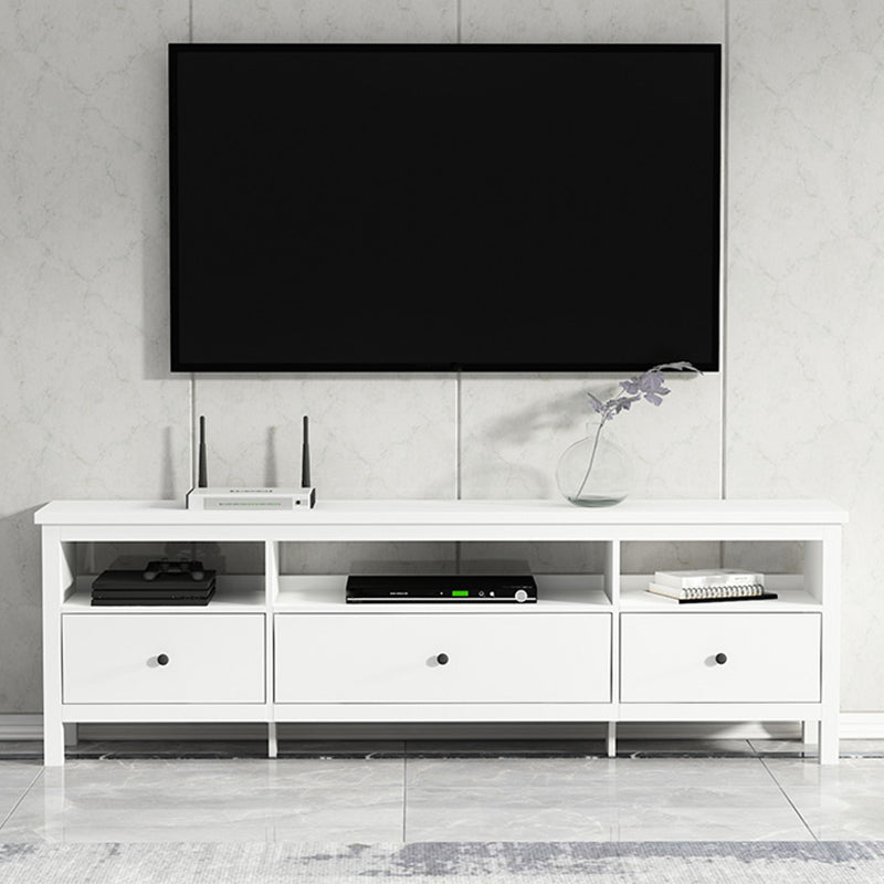 White Contemporary TV Stand Faux Wood TV Cabinet with Drawers 71"L x 16"W x 22"H Clearhalo 'furn' 'furn_tv_stands_entertainment_centers' 'Furniture' 'Living Room Furniture' 'TV Stands & Entertainment Centers' 'TV Stands & Media Storage Furniture' 'tv_stands_entertainment_centers' 5630932
