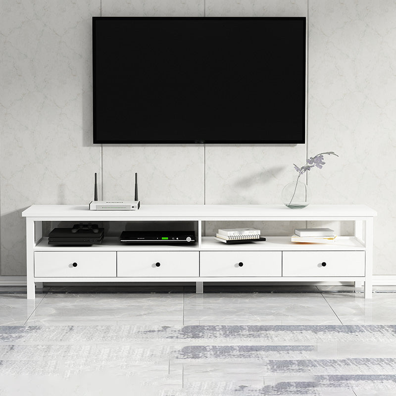 White Contemporary TV Stand Faux Wood TV Cabinet with Drawers 79"L x 16"W x 22"H Clearhalo 'furn' 'furn_tv_stands_entertainment_centers' 'Furniture' 'Living Room Furniture' 'TV Stands & Entertainment Centers' 'TV Stands & Media Storage Furniture' 'tv_stands_entertainment_centers' 5630934