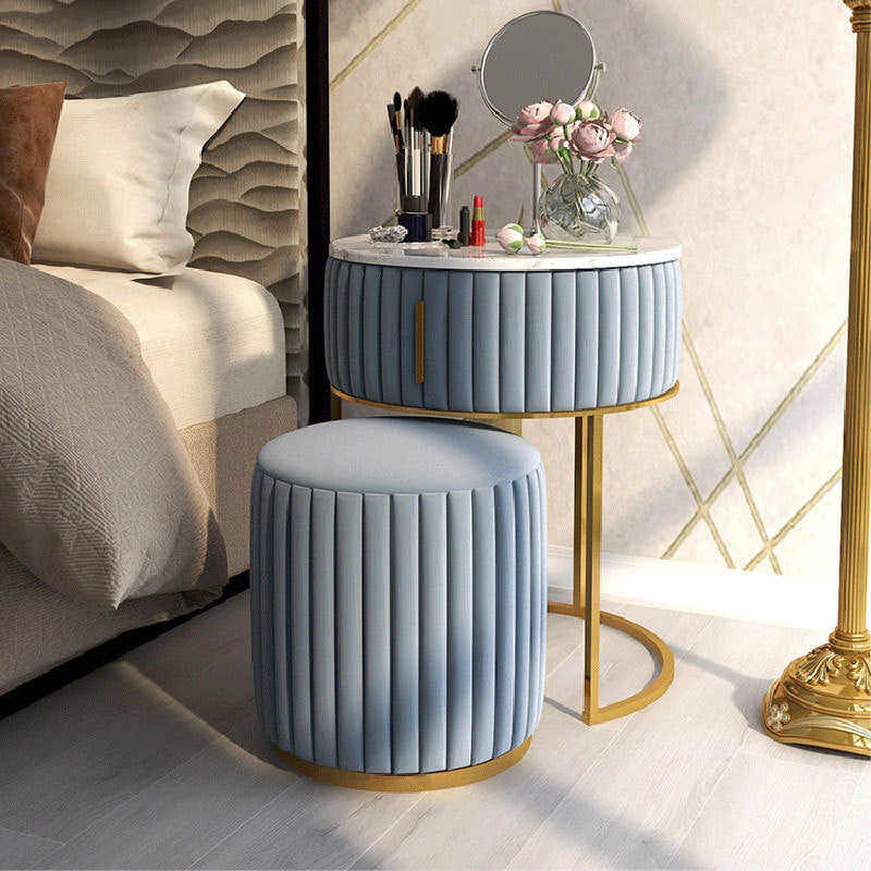 2 Pieces Make-up Vanity Stool Set Luxurious Table with Stone Top