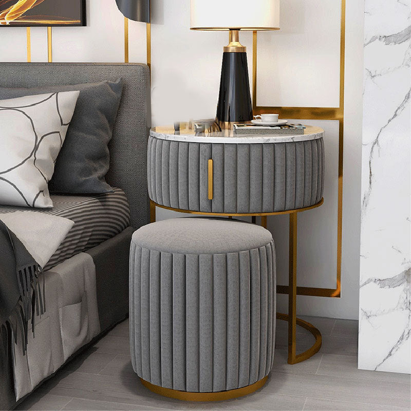 2 Pieces Make-up Vanity Stool Set Luxurious Table with Stone Top