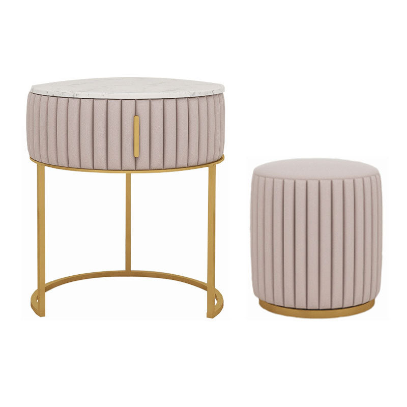 2 Pieces Make-up Vanity Stool Set Luxurious Table with Stone Top