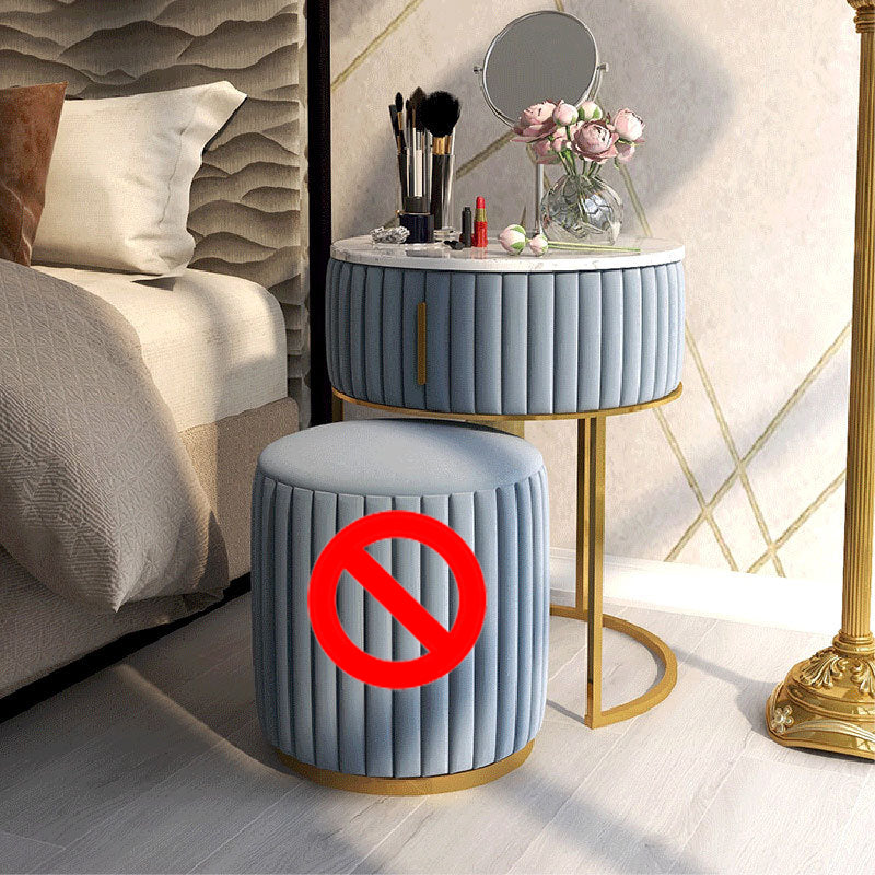 2 Pieces Make-up Vanity Stool Set Luxurious Table with Stone Top