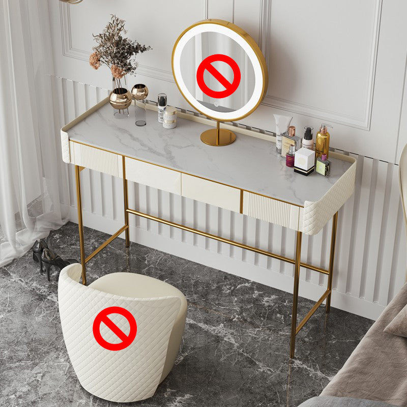 2 Schubladen Eitelkeitssatz mit Stuhl 30,7 "Hochmetall -Schminktisch