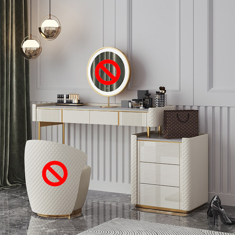 5 Speicherschubladen Eitelkeitssatz gerade Füße Kommode mit gepolstertem Hocker