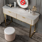 Beige Make-up Vanity Metal Dressing Table Stool Set with Drawers Makeup Vanity & Stools 47"L x 18"W x 30"H 2 Clearhalo 'Bedroom Furniture' 'furn' 'furn_makeup_vanities' 'Furniture' 'Makeup Vanities' 'makeup_vanities' 5631062