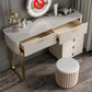 Beige Make-up Vanity Metal Dressing Table Stool Set with Drawers Makeup Vanity & Stools 31"L x 18"W x 30"H 5 Clearhalo 'Bedroom Furniture' 'furn' 'furn_makeup_vanities' 'Furniture' 'Makeup Vanities' 'makeup_vanities' 5631063