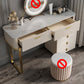 Beige Make-up Vanity Metal Dressing Table Stool Set with Drawers Makeup Vanity 31"L x 18"W x 30"H 5 Clearhalo 'Bedroom Furniture' 'furn' 'furn_makeup_vanities' 'Furniture' 'Makeup Vanities' 'makeup_vanities' 5631072