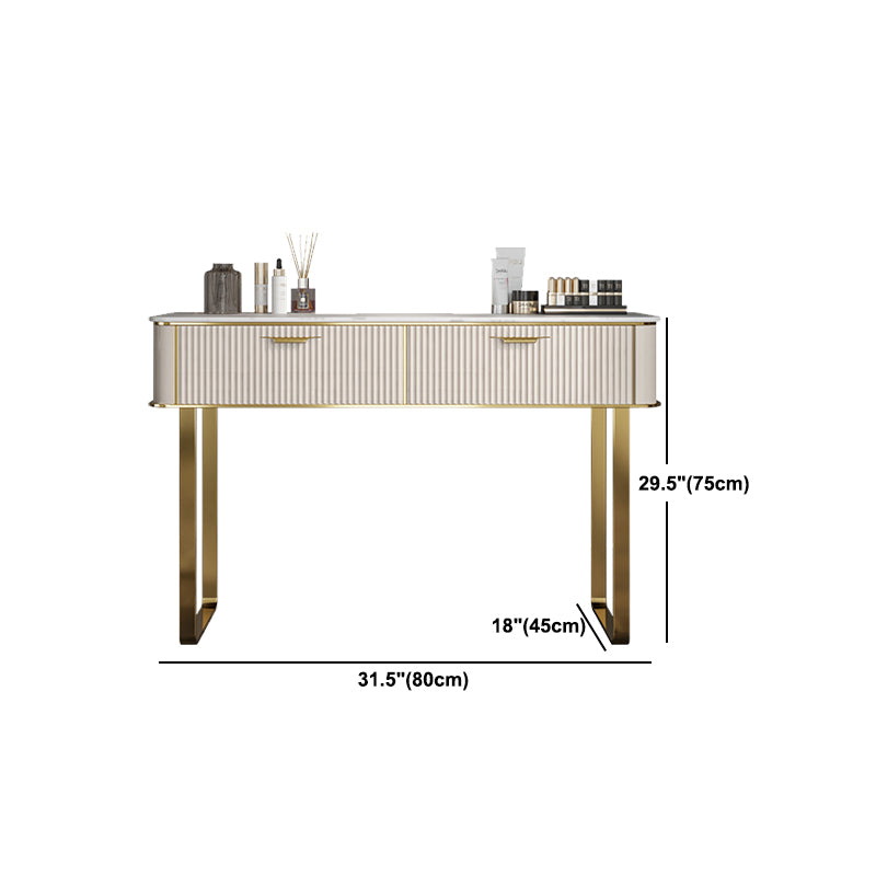 Beige Make-up Vanity Metal Dressing Table Stool Set with Drawers Clearhalo 'Bedroom Furniture' 'furn' 'furn_makeup_vanities' 'Furniture' 'Makeup Vanities' 'makeup_vanities' 5631074