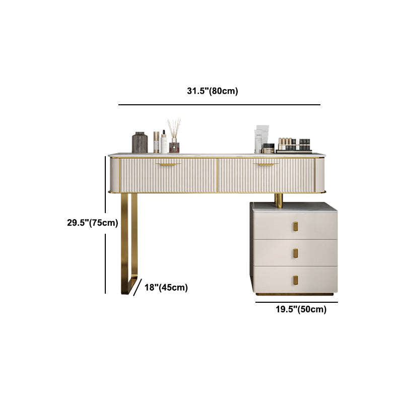 Beige Make-up Vanity Metal Dressing Table Stool Set with Drawers Clearhalo 'Bedroom Furniture' 'furn' 'furn_makeup_vanities' 'Furniture' 'Makeup Vanities' 'makeup_vanities' 5631075