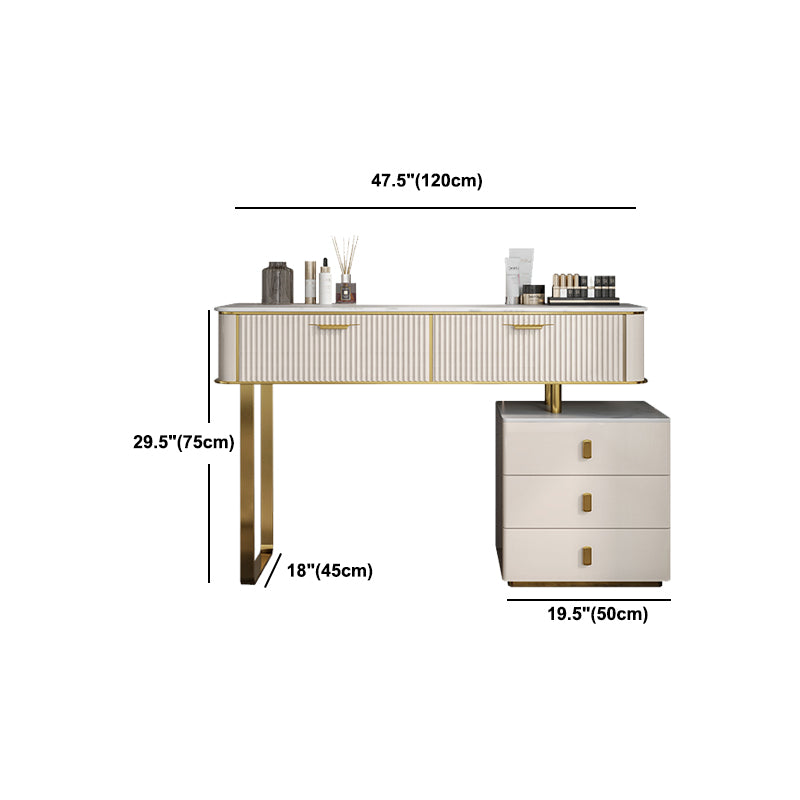 Beige Make-up Vanity Metal Dressing Table Stool Set with Drawers Clearhalo 'Bedroom Furniture' 'furn' 'furn_makeup_vanities' 'Furniture' 'Makeup Vanities' 'makeup_vanities' 5631079