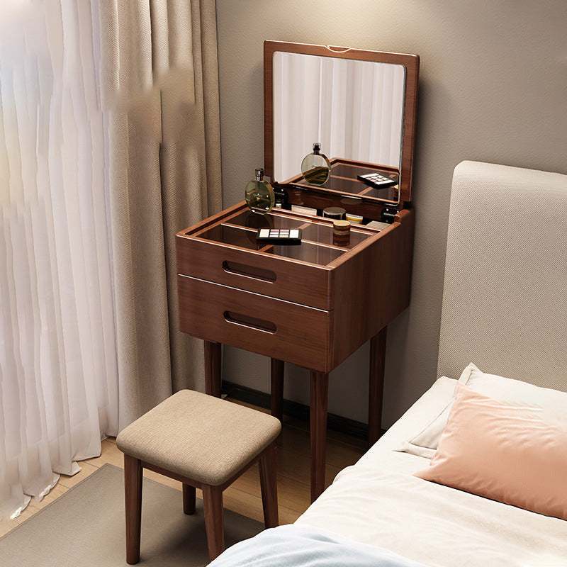 Set di vanità a fogli mobili in legno massiccio set di sgabelli da scrivania a specchio