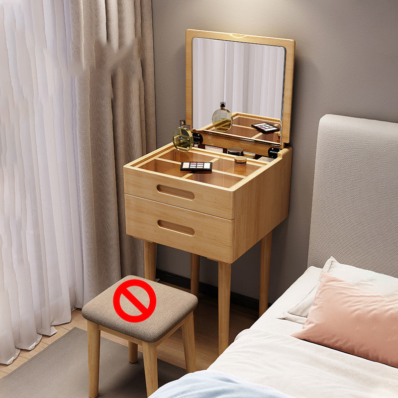 Set di vanità a fogli mobili in legno massiccio set di sgabelli da scrivania a specchio