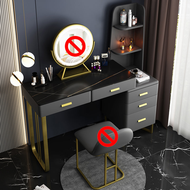 5 Holzschubladen Eitelkeitssatz mit Stuhl im grauen Steinverkederstisch