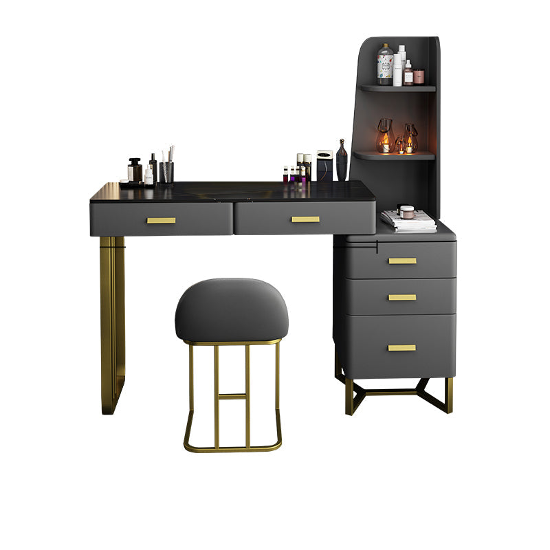 5 Holzschubladen Eitelkeitssatz mit Stuhl im grauen Steinverkederstisch