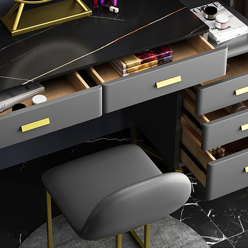 5 Holzschubladen Eitelkeitssatz mit Stuhl im grauen Steinverkederstisch