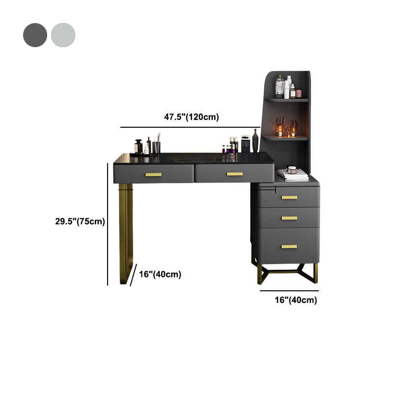 5 Holzschubladen Eitelkeitssatz mit Stuhl im grauen Steinverkederstisch