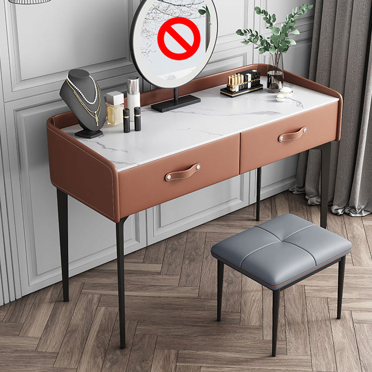 Faux Leder Waschtisch und Hocker in Orange/Grau -Schminktisch