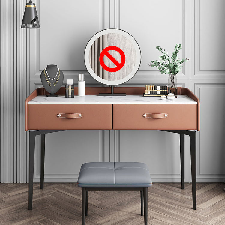 Faux Leder Waschtisch und Hocker in Orange/Grau -Schminktisch