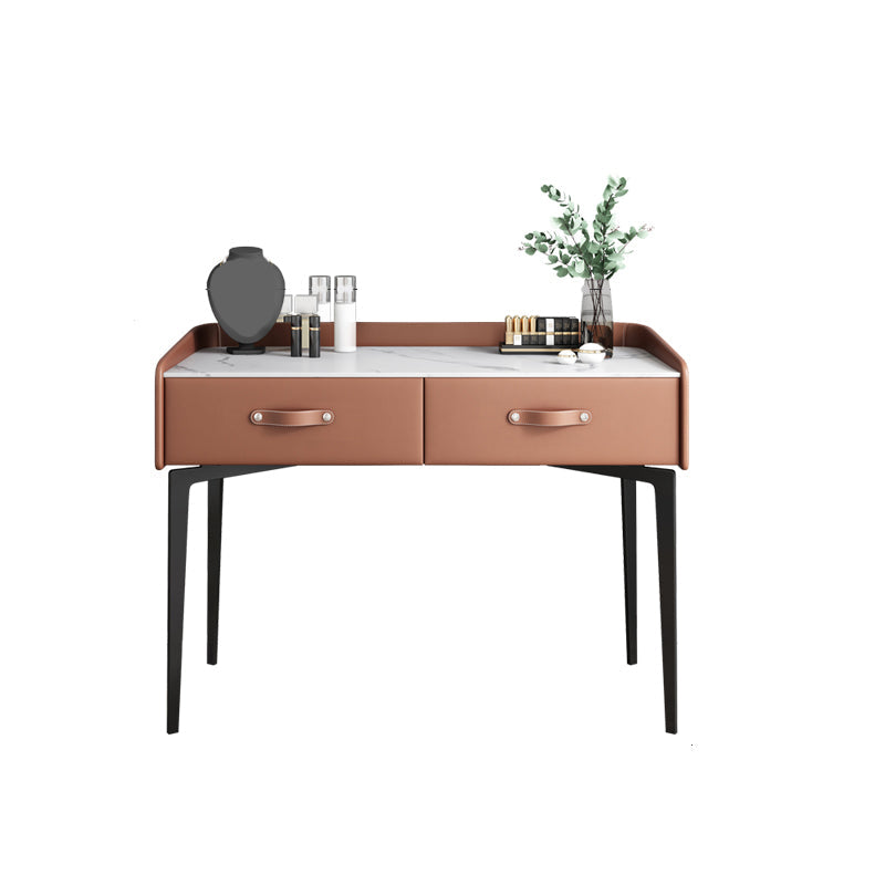 Faux Leder Waschtisch und Hocker in Orange/Grau -Schminktisch