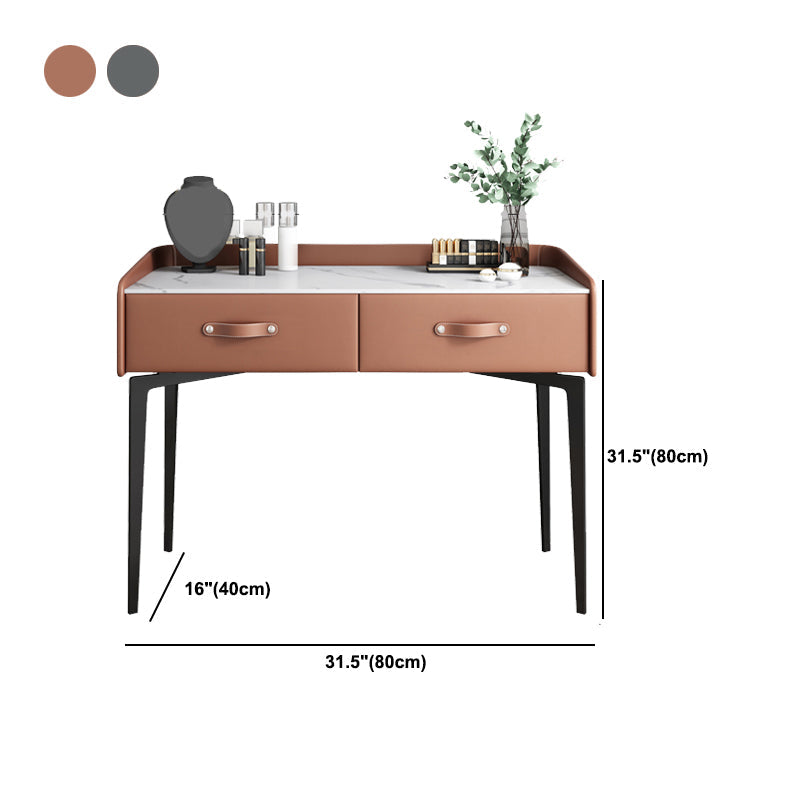 Faux Leder Waschtisch und Hocker in Orange/Grau -Schminktisch