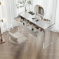 Mirrored Wood Makeup Dressing Table Modern Style Stool Set in White Makeup Vanity & Mirror & Stools 31"L x 18"W x 30"H Clearhalo 'Bedroom Furniture' 'furn' 'furn_makeup_vanities' 'Furniture' 'Makeup Vanities' 'makeup_vanities' 5631157