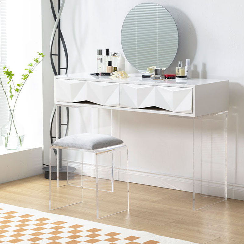Modern Makeup Dressing Table Stool Set with 1/2 Storage Drawers Clearhalo 'Bedroom Furniture' 'furn' 'furn_makeup_vanities' 'Furniture' 'Makeup Vanities' 'makeup_vanities' 5631182