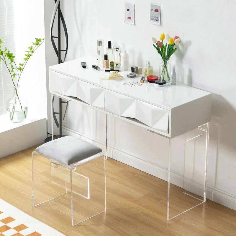 Modern Makeup Dressing Table Stool Set with 1/2 Storage Drawers Clearhalo 'Bedroom Furniture' 'furn' 'furn_makeup_vanities' 'Furniture' 'Makeup Vanities' 'makeup_vanities' 5631185
