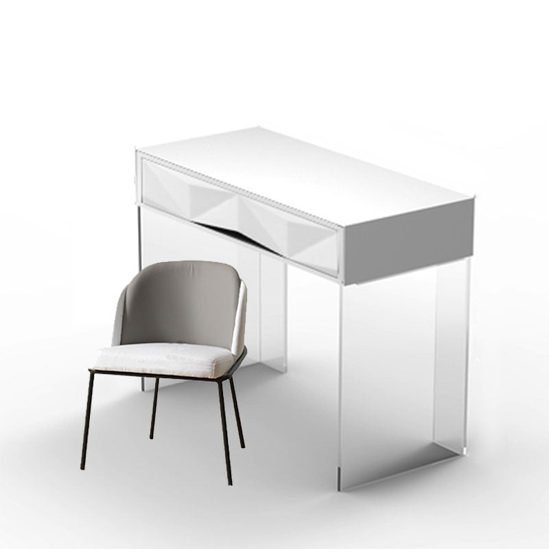 Modern Makeup Dressing Table Stool Set with 1/2 Storage Drawers Makeup Vanity & Stools 24"L x 16"W x 31"H Black Clearhalo 'Bedroom Furniture' 'furn' 'furn_makeup_vanities' 'Furniture' 'Makeup Vanities' 'makeup_vanities' 5631190