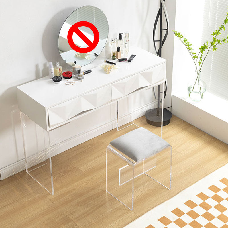 Modern Makeup Dressing Table Stool Set with 1/2 Storage Drawers Makeup Vanity & Stools White Clearhalo 'Bedroom Furniture' 'furn' 'furn_makeup_vanities' 'Furniture' 'Makeup Vanities' 'makeup_vanities' 5631194
