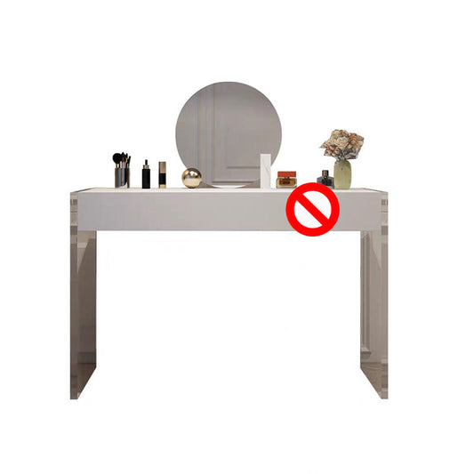 Modern Engineered Wood Makeup Dressing Table Stool Black/ White Mirror None White