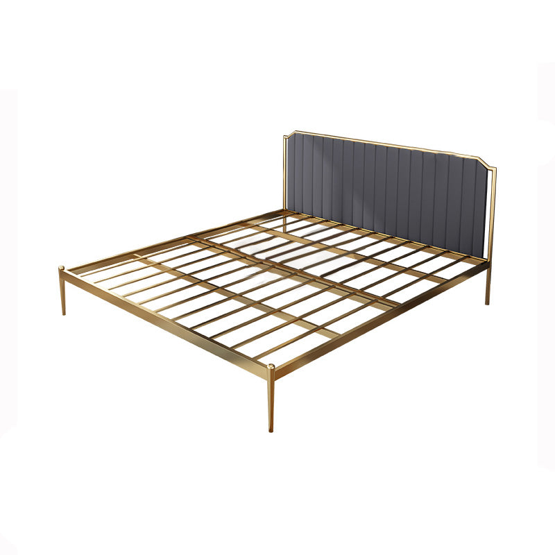 Glam Metal Panel Standard Bed, Beveled Upholstered Headboard Bed Gold-Black Clearhalo 'Bedroom Furniture' 'Beds' 'furn' 'furn_beds' 'Furniture' 5631270
