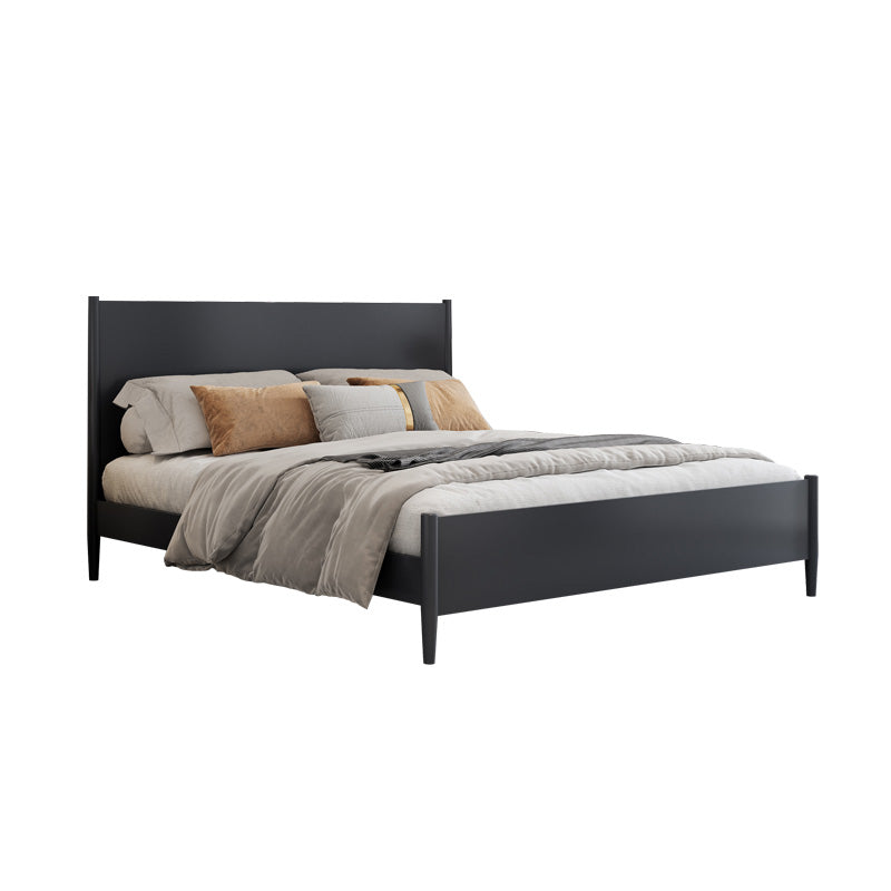 Scandinavian Wooden Panel Standard Bed with Rectangular Headboard Black Clearhalo 'Bedroom Furniture' 'Beds' 'furn' 'furn_beds' 'Furniture' 5631281