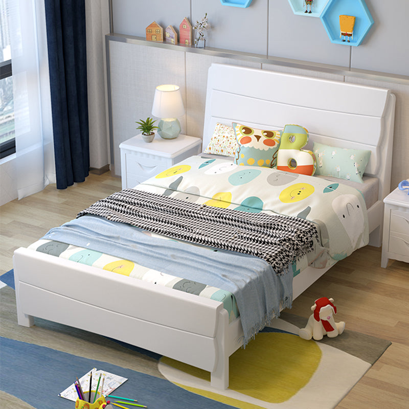 Contemporary Wood Panel Standard Bed, Rectangular Headboard Bed