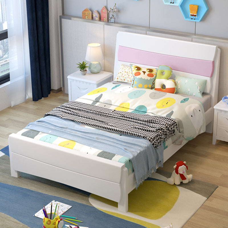 Contemporary Wood Panel Standard Bed, Rectangular Headboard Bed